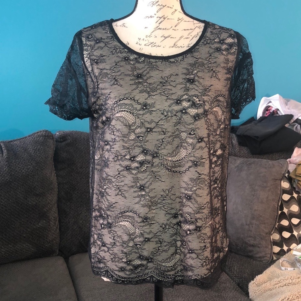 🎉4 for $20 Loft Short Sleeve Lace Blouse, Small